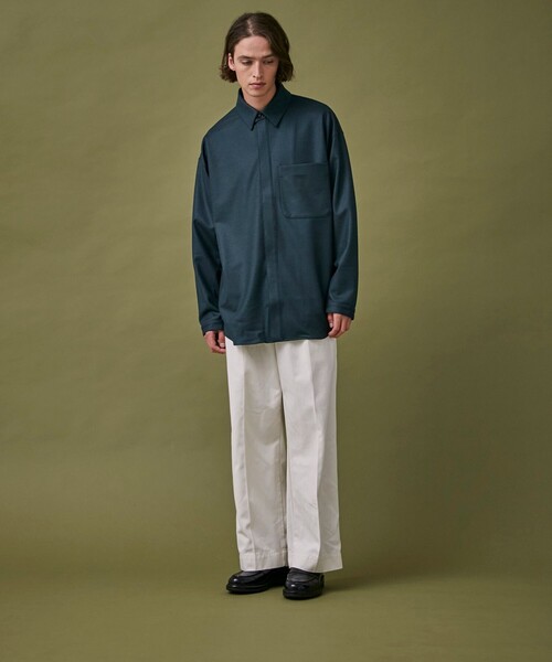 PUBLIC TOKYO（パブリックトウキョウ）の「シルキーウールジャージシャツ（シャツ/ブラウス・メンズ・ブラック/ダークグレー/グリーン・2/1）」の5枚目の写真