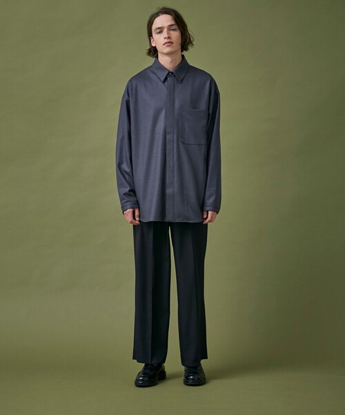 PUBLIC TOKYO（パブリックトウキョウ）の「シルキーウールジャージシャツ（シャツ/ブラウス・メンズ・ブラック/ダークグレー/グリーン・2/1）」の19枚目の写真