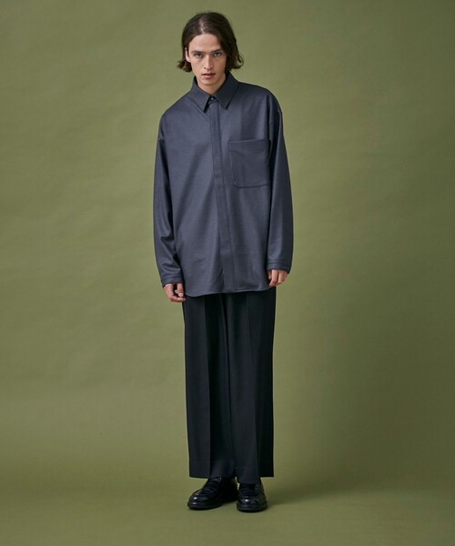 PUBLIC TOKYO（パブリックトウキョウ）の「シルキーウールジャージシャツ（シャツ/ブラウス・メンズ・ブラック/ダークグレー/グリーン・2/1）」の20枚目の写真