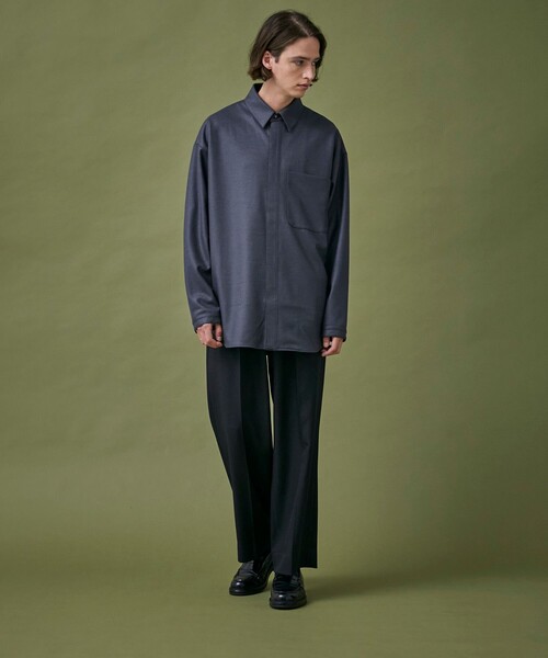 PUBLIC TOKYO（パブリックトウキョウ）の「シルキーウールジャージシャツ（シャツ/ブラウス・メンズ・ブラック/ダークグレー/グリーン・2/1）」の21枚目の写真