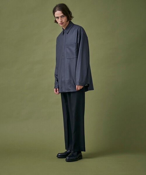 PUBLIC TOKYO（パブリックトウキョウ）の「シルキーウールジャージシャツ（シャツ/ブラウス・メンズ・ブラック/ダークグレー/グリーン・2/1）」の22枚目の写真