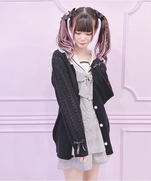MA*RS♡Sugar Gloss♡ハート鍵編みカーディガン ボレロ ピンク MA*RS（アメーバーマーズ）の「モノグラムニットカーデ