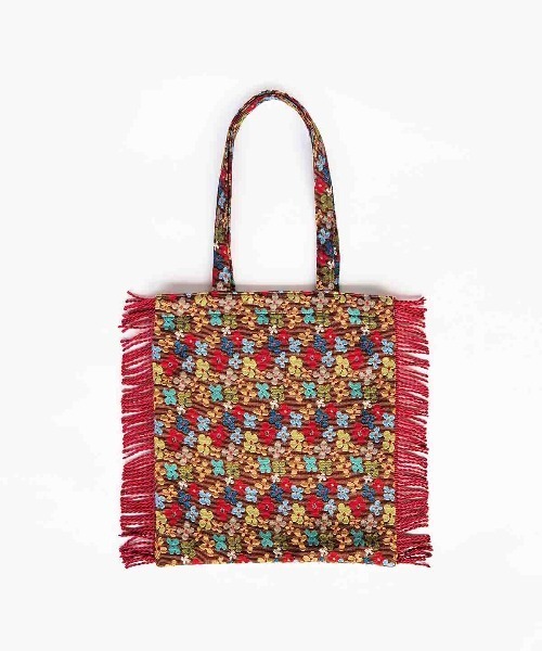 Casselini（キャセリーニ）の「Casselini(キャセリーニ)フラワージャガードトート（トートバッグ・レディース・ブラウン/イエロー/ブルー/アイボリー・FREE）」の8枚目の写真