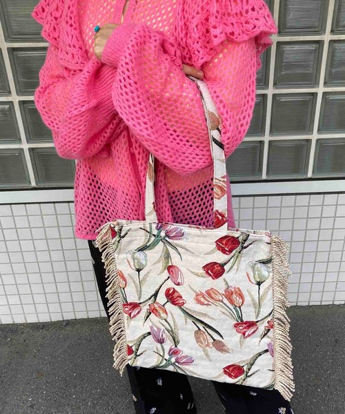 Casselini（キャセリーニ）の「Casselini(キャセリーニ)フラワージャガードトート（トートバッグ・レディース・ブラウン/イエロー/ブルー/アイボリー・FREE）」の15枚目の写真