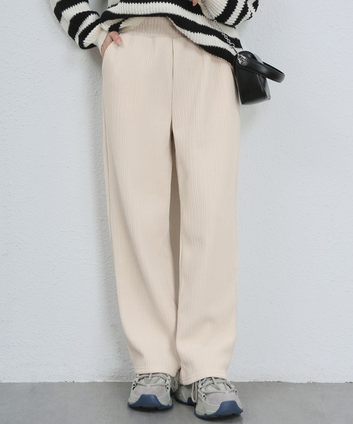 LOPASS（ロパス）の「暖かいシュニール裏毛ワイドパンツ（その他パンツ・レディース・アイボリー/ブラック/アイボリー系・XL/M/L）」の3枚目の写真
