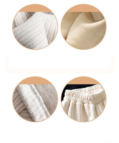 LOPASS（ロパス）の「暖かいシュニール裏毛ワイドパンツ（その他パンツ・レディース・アイボリー/ブラック/アイボリー系・XL/M/L）」の5枚目の写真