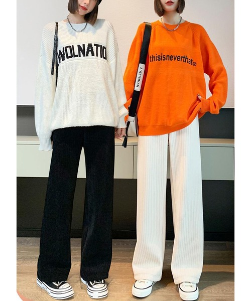 LOPASS（ロパス）の「暖かいシュニール裏毛ワイドパンツ（その他パンツ・レディース・アイボリー/ブラック/アイボリー系・XL/M/L）」の6枚目の写真