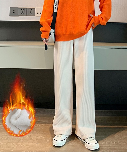 LOPASS（ロパス）の「暖かいシュニール裏毛ワイドパンツ（その他パンツ・レディース・アイボリー/ブラック/アイボリー系・XL/M/L）」の4枚目の写真