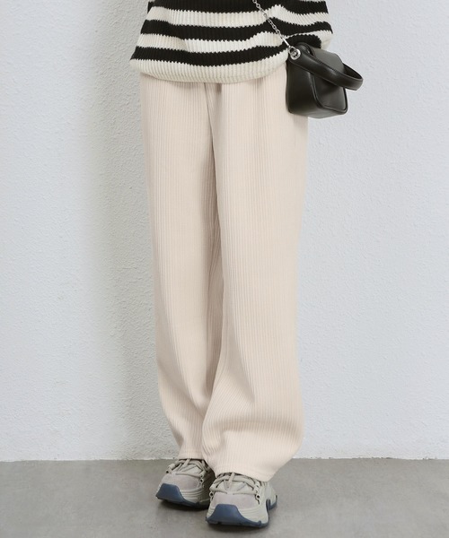 LOPASS（ロパス）の「暖かいシュニール裏毛ワイドパンツ（その他パンツ・レディース・アイボリー/ブラック/アイボリー系・XL/M/L）」の12枚目の写真