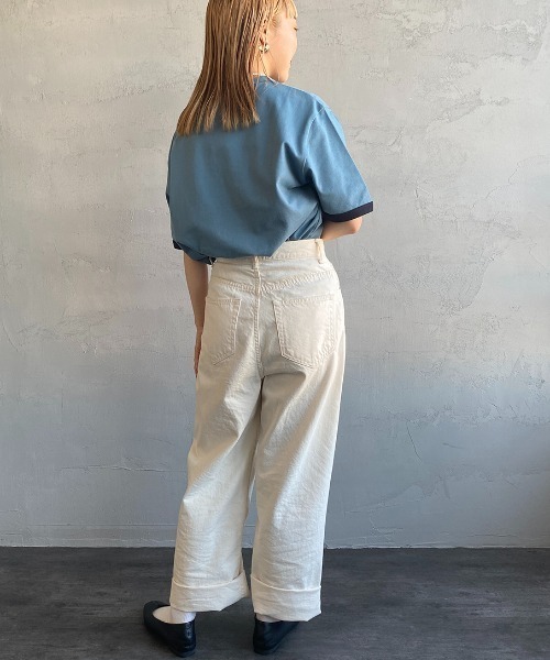 FRED PERRY（フレッドペリー）の「【FINEBOYS 9月号掲載】[FRED PERRY/フレッドペリー] 別注 ワンポイントロゴ刺繍 鹿の子Tシャツ（Tシャツ/カットソー・レディース・ホワイト/キャメル/ネイビー/サックスブルー・XS/S/M/L）」の22枚目の写真