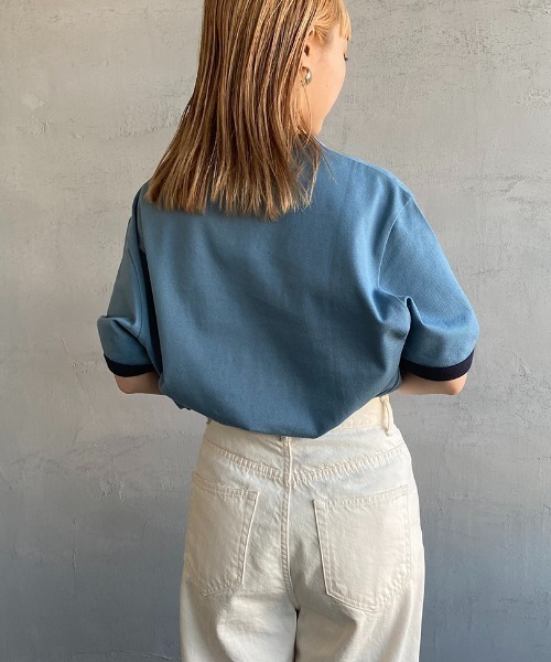FRED PERRY（フレッドペリー）の「【FINEBOYS 9月号掲載】[FRED PERRY/フレッドペリー] 別注 ワンポイントロゴ刺繍 鹿の子Tシャツ（Tシャツ/カットソー・レディース・ホワイト/キャメル/ネイビー/サックスブルー・XS/S/M/L）」の20枚目の写真