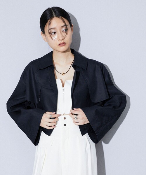 Firsthand(ファーストハンド)の「【品番変更の為販売なし】Firsthand/ファーストハンド ショートトレンチコート(トレンチコート・レディース・ネイビー/ブラック・FREE)」の2枚目の写真