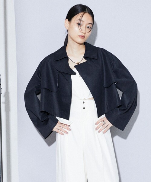 Firsthand(ファーストハンド)の「【品番変更の為販売なし】Firsthand/ファーストハンド ショートトレンチコート(トレンチコート・レディース・ネイビー/ブラック・FREE)」の14枚目の写真