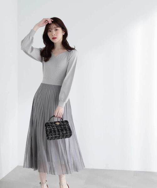 PROPORTION BODY DRESSING(プロポーションボディドレッシング)の「レース編みニットワンピース / 1213140303(ワンピース・レディース・ブラック/グレー・MEDIUM/SMALL)」の2枚目の写真