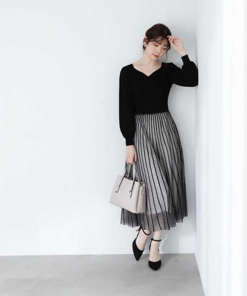 PROPORTION BODY DRESSING(プロポーションボディドレッシング)の「レース編みニットワンピース / 1213140303(ワンピース・レディース・ブラック/グレー・MEDIUM/SMALL)」の7枚目の写真