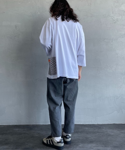 UNIVERSAL OVERALL（ユニバーサルオーバーオール）の「【FINEBOYS 9月号掲載】[UNIVERSAL OVERALL/ユニバーサルオーバーオール] 別注 7分袖 カバーオールTシャツ（Tシャツ/カットソー・レディース・ホワイト/ブラック/ベージュ/サックスブルー/オートミール・S/M/L）」の10枚目の写真