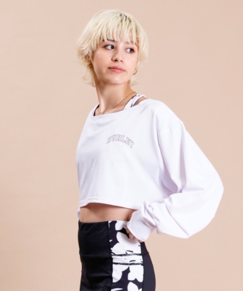 Hurley (ハーレー)の「Hurley/ハーレー 水陸両用/ショート丈無地ロンT/ロングスリーブTEE/ラッシュガード WSS2320042(ラッシュガード・レディース・ブラック/ホワイト・M/S)」の1枚目の写真