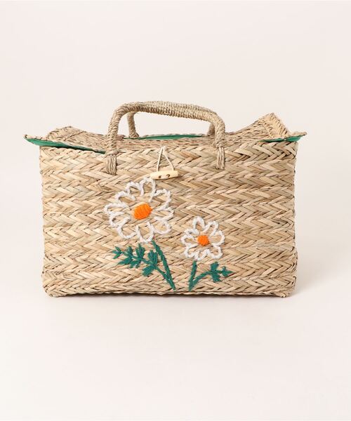 Casselini（キャセリーニ）の「Casselini 刺繍バスケットM 224-110802（かごバッグ・レディース・ホワイト・FREE）」の5枚目の写真