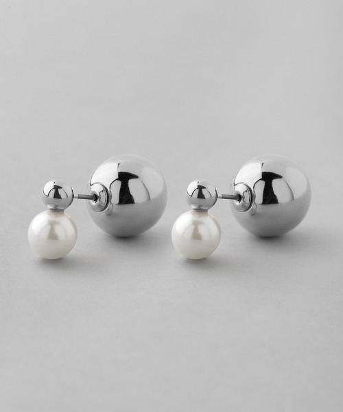 ANEMONE（アネモネ）の「パール×メタルスフィアバックキャッチピアス[B]（ピアス（両耳用）・レディース・ゴールド/シルバー・FREE）」の4枚目の写真