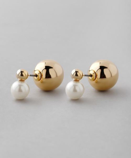 ANEMONE（アネモネ）の「パール×メタルスフィアバックキャッチピアス[B]（ピアス（両耳用）・レディース・ゴールド/シルバー・FREE）」の3枚目の写真