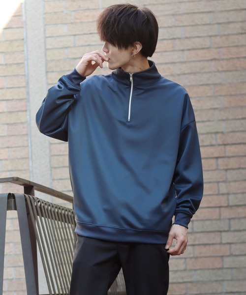 SITRY（シトリー）の「half zip tech pull over /ハーフジップ テック プルオーバー（スウェット・メンズ・ブラック/ブルーグリーン/ライトグレー/モカ・M/L）」の18枚目の写真