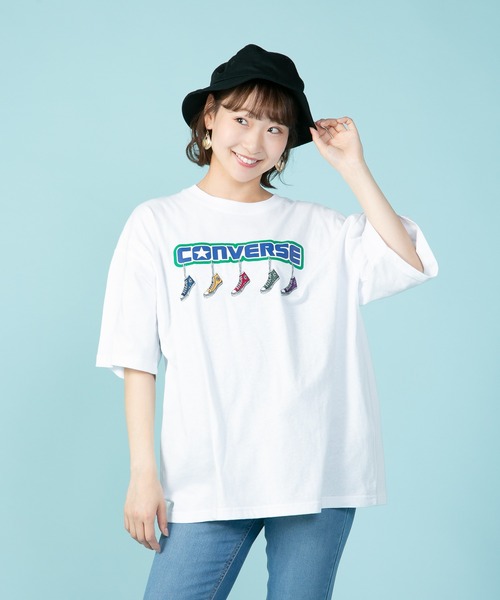 CONVERSE（コンバース）の「【CONVERSE/コンバース】5シューズ刺繍 Tシャツ　オールスター刺繍　ブランドロゴプリント（Tシャツ/カットソー・メンズ・オフホワイト/ダークグリーン/ホワイト・X-LARGE/MEDIUM/LARGE）」の2枚目の写真