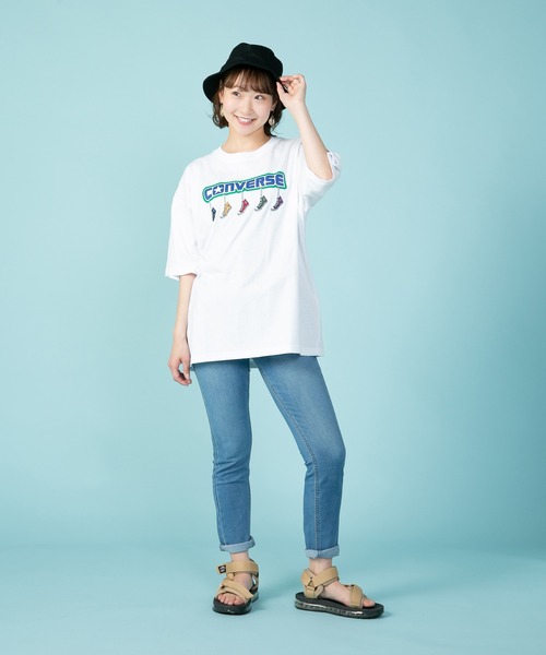 CONVERSE（コンバース）の「【CONVERSE/コンバース】5シューズ刺繍 Tシャツ　オールスター刺繍　ブランドロゴプリント（Tシャツ/カットソー・メンズ・オフホワイト/ダークグリーン/ホワイト・X-LARGE/MEDIUM/LARGE）」の5枚目の写真