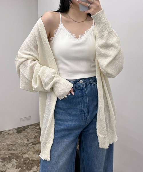 EPIMI E'PIMMY（エピミエピミー）の「スラブオーバーカーディガン（カーディガン/ボレロ・レディース・ピンク/ブルー/オフホワイト/ブラック・MEDIUM）」の2枚目の写真