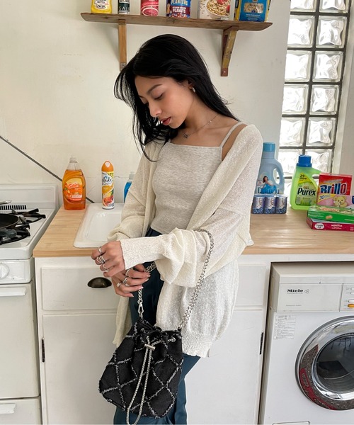 EPIMI E'PIMMY（エピミエピミー）の「スラブオーバーカーディガン（カーディガン/ボレロ・レディース・ピンク/ブルー/オフホワイト/ブラック・MEDIUM）」の8枚目の写真