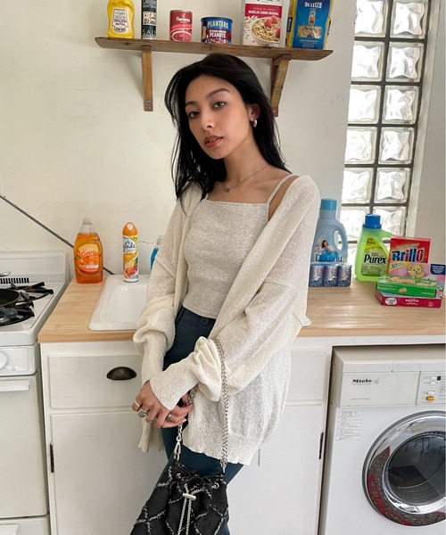 EPIMI E'PIMMY（エピミエピミー）の「スラブオーバーカーディガン（カーディガン/ボレロ・レディース・ピンク/ブルー/オフホワイト/ブラック・MEDIUM）」の9枚目の写真