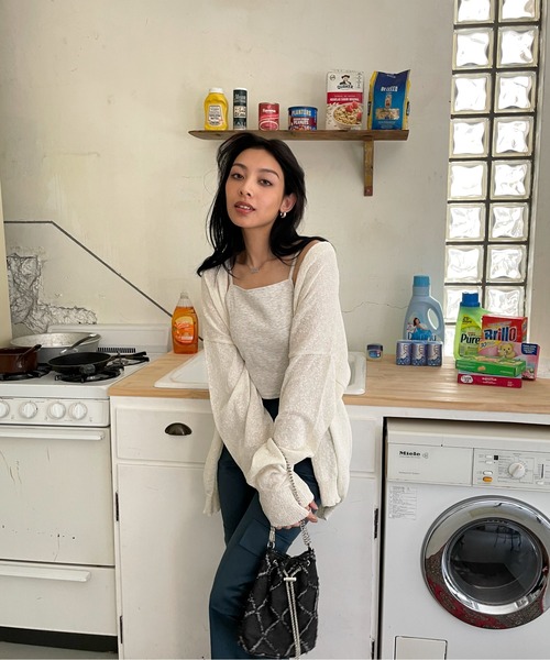 EPIMI E'PIMMY（エピミエピミー）の「スラブオーバーカーディガン（カーディガン/ボレロ・レディース・ピンク/ブルー/オフホワイト/ブラック・MEDIUM）」の12枚目の写真