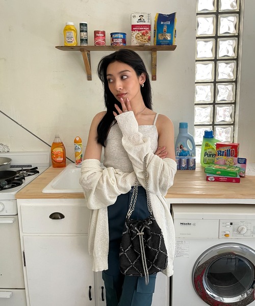 EPIMI E'PIMMY（エピミエピミー）の「スラブオーバーカーディガン（カーディガン/ボレロ・レディース・ピンク/ブルー/オフホワイト/ブラック・MEDIUM）」の14枚目の写真