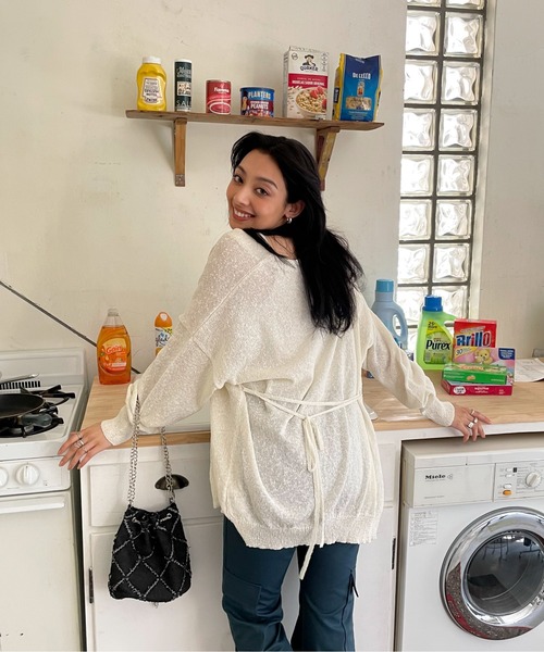 EPIMI E'PIMMY（エピミエピミー）の「スラブオーバーカーディガン（カーディガン/ボレロ・レディース・ピンク/ブルー/オフホワイト/ブラック・MEDIUM）」の15枚目の写真