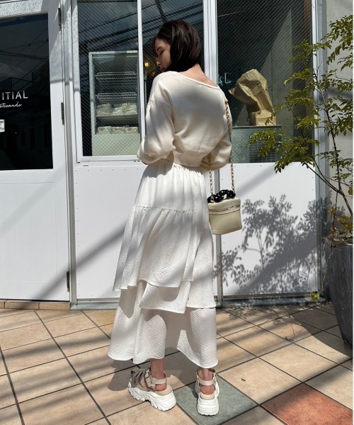 OLIVE des OLIVE(オリーブデオリーブ)の「ハートボタンクロップドカーディガン(カーディガン/ボレロ・レディース・レッド/オフホワイト/サックスブルー/ピンク/ブラック・FREE)」の8枚目の写真