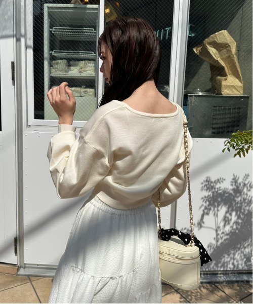 OLIVE des OLIVE(オリーブデオリーブ)の「ハートボタンクロップドカーディガン(カーディガン/ボレロ・レディース・レッド/オフホワイト/サックスブルー/ピンク/ブラック・FREE)」の11枚目の写真