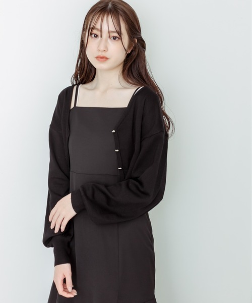 OLIVE des OLIVE(オリーブデオリーブ)の「ハートボタンクロップドカーディガン(カーディガン/ボレロ・レディース・レッド/オフホワイト/サックスブルー/ピンク/ブラック・FREE)」の14枚目の写真