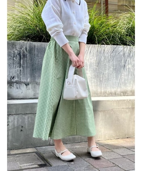 Lugnoncure（ルノンキュール）の「【BRING Material】フレアスカート（スカート・レディース・ネイビー/グリーン/ブラック・ﾌﾘ-）」の3枚目の写真