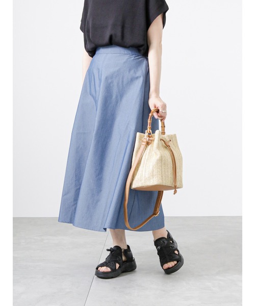 Lugnoncure（ルノンキュール）の「【BRING Material】フレアスカート（スカート・レディース・ネイビー/グリーン/ブラック・ﾌﾘ-）」の5枚目の写真