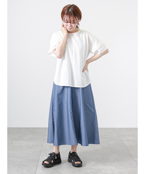 Lugnoncure（ルノンキュール）の「【BRING Material】フレアスカート（スカート・レディース・ネイビー/グリーン/ブラック・ﾌﾘ-）」の6枚目の写真