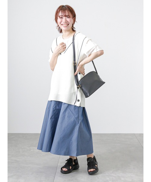 Lugnoncure（ルノンキュール）の「【BRING Material】フレアスカート（スカート・レディース・ネイビー/グリーン/ブラック・ﾌﾘ-）」の9枚目の写真