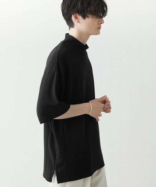 Anchor Smith（アンカー スミス）の「ハイポンチ モックネック ビッグシルエットドレープ半袖カットソー（Tシャツ/カットソー・メンズ・パープル/ブラック/チャコール/ライトグレー/グレイッシュベージュ/ホワイト・L/M）」の14枚目の写真