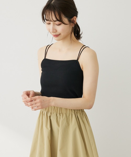 Green Parks(グリーンパークス)の「カップ付きマルチストラップキャミ(キャミソール・レディース・グリーン/モカ/ブラック/ライトベージュ・FREE)」の2枚目の写真