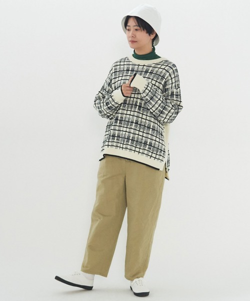 yuni（ユニ　）の「コットンチェックジャカード　プルオーバー（ニット/セーター・レディース・ベージュ/ブラック・FREE）」の9枚目の写真