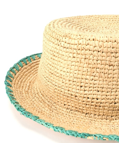 Vincent Pradier（ヴァンサンプラディエ）の「(VINCENT PRADIER)ラフィアバケットハット（ハット・レディース・グリーン/ブラック・FREE）」の4枚目の写真