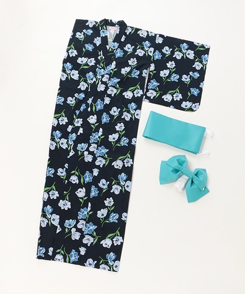 【新品】kate spade kids ヴァイ二ーローズ 浴衣 160 花柄 紺 kate spade new york kids（ケイトスペードニューヨーク）の