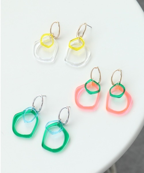 Three Four Time（ｽﾘｰﾌｫｰﾀｲﾑ）の「カラークリアフレームピアス（ピアス（両耳用）・レディース・ピンク/クリア/ブルー・FREE）」の11枚目の写真