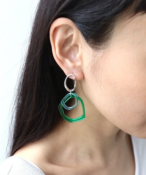 Three Four Time（ｽﾘｰﾌｫｰﾀｲﾑ）の「カラークリアフレームピアス（ピアス（両耳用）・レディース・ピンク/クリア/ブルー・FREE）」の12枚目の写真