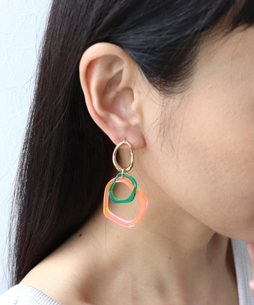 Three Four Time（ｽﾘｰﾌｫｰﾀｲﾑ）の「カラークリアフレームピアス（ピアス（両耳用）・レディース・ピンク/クリア/ブルー・FREE）」の13枚目の写真