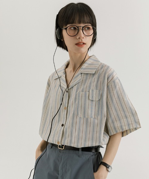 Vipoa（ヴィポア）の「French retro casual stripe shirt