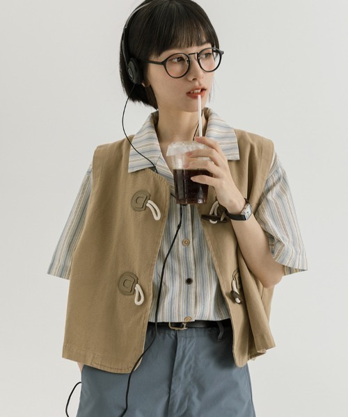 Vipoa（ヴィポア）の「French retro casual stripe shirt（シャツ/ブラウス・レディース・ブルー・FREE）」の18枚目の写真